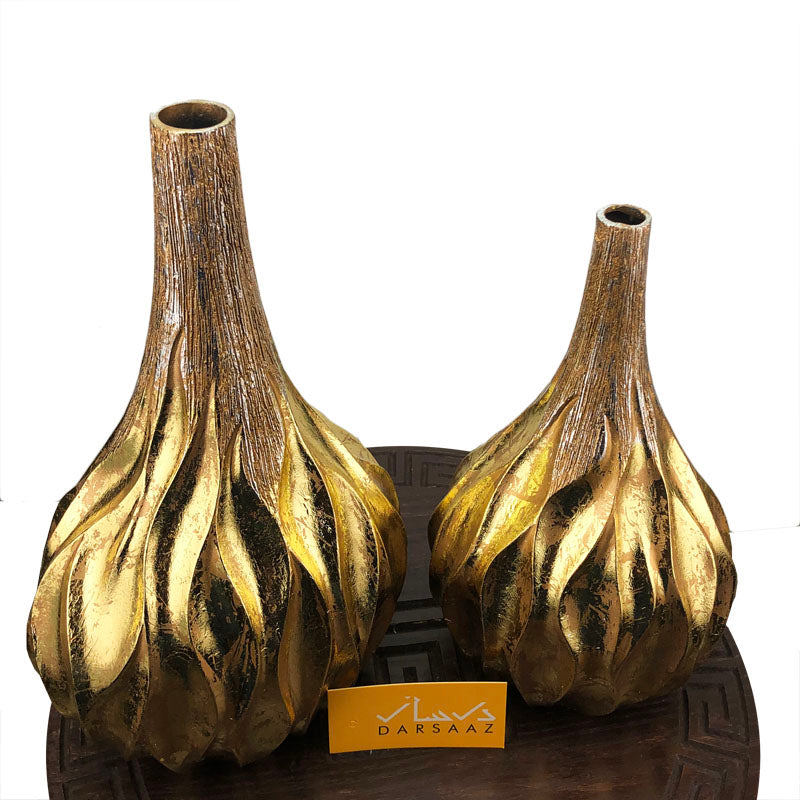 Gold Leafing and Brown Nordic Vase Room Decoration Items