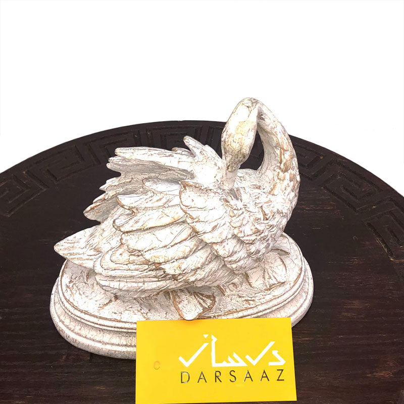 White and Brown Dancing Swan Figurine Interior Decoration