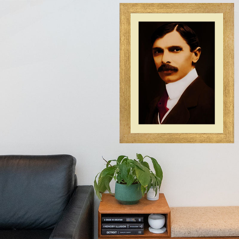 Young Quaid Portrait Wall Art Frame For Home and Office Decor - Darsaaz