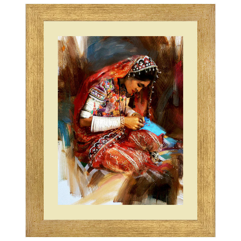 Village Woman Portrait Wall Art Frame For Home and Office Decor - Darsaaz