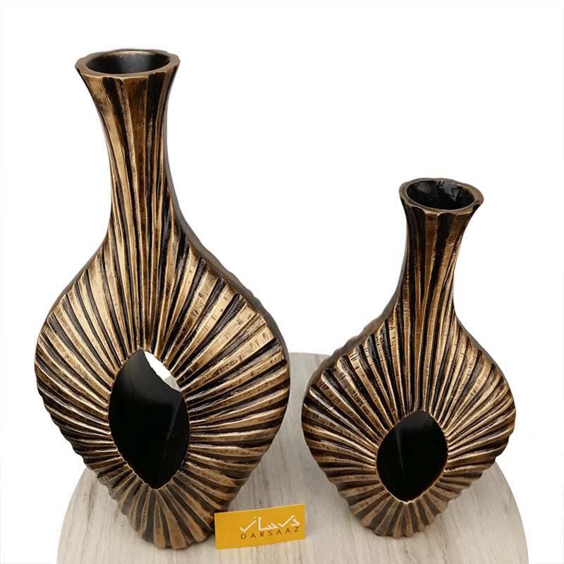 Black and Antique Gold Diamond Vase Centerpieces
