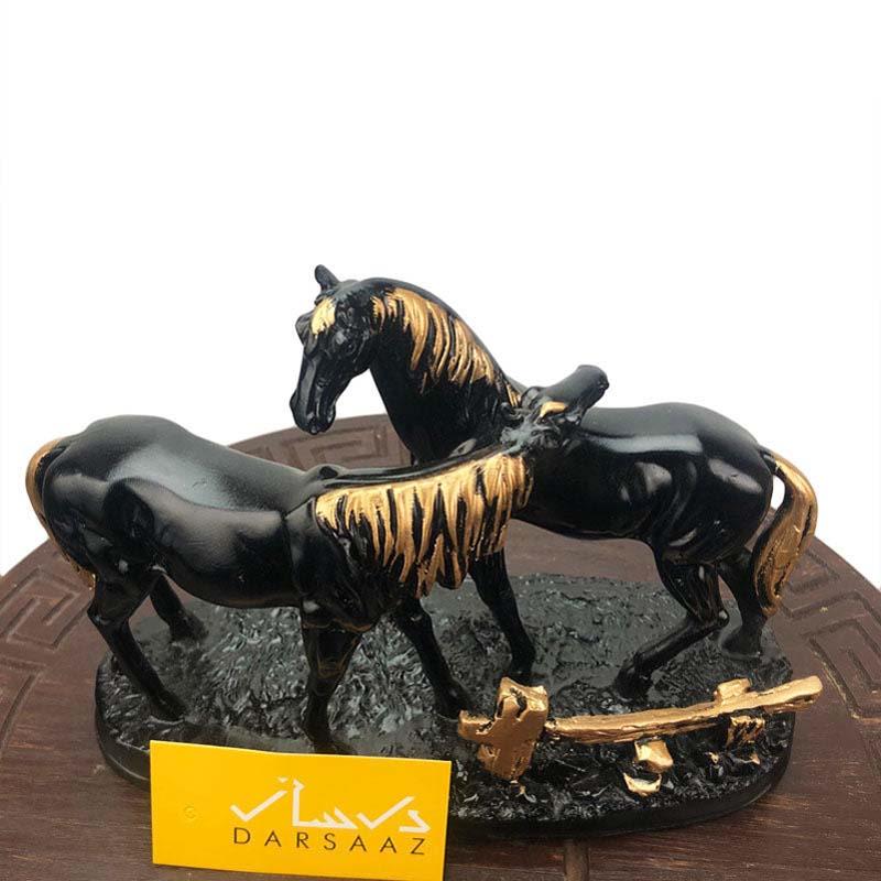 Black and Gold Hugging Horse Sculpture House Decor