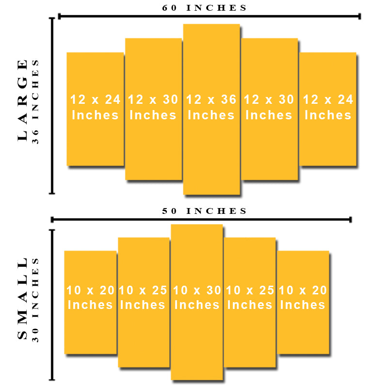 Set of 5 Sunflower Field Panel Set for Wall Decor - DARSAAZ