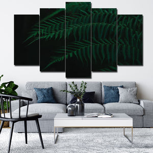 Set of 5 Fern Leaves in Dark Panel Set for Wall Decor - DARSAAZ