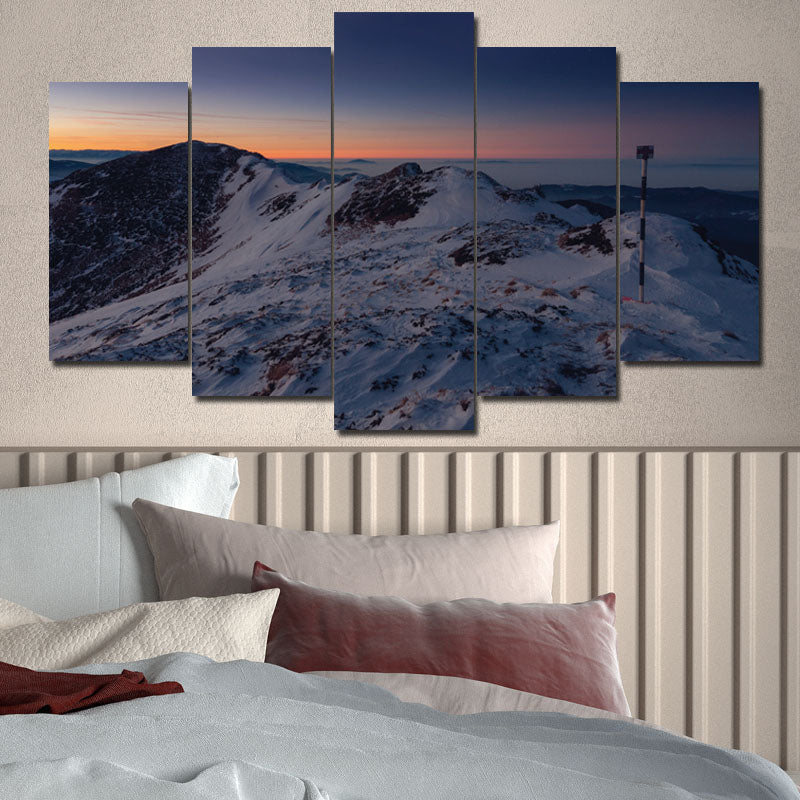 Set of 5 Snowy Mountains Panel Set for Wall Decor - DARSAAZ