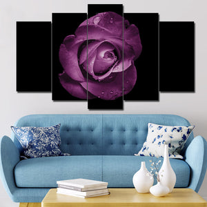 Set of 5 Purple Rose In Dark Panel Set for Wall Decor - DARSAAZ
