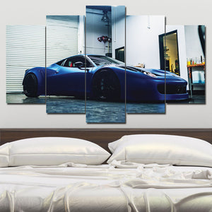 Set of 5 Blue Ferrari 458 Panel Set for Wall Decor - DARSAAZ