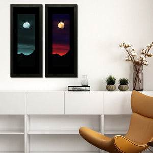 Set of 2 Moon and Mountain Wall Art Hanging Frame For Wall Decor - DARSAAZ