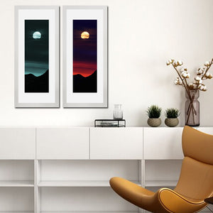 Set of 2 Moon and Mountain Wall Art Hanging Frame For Wall Decor - DARSAAZ