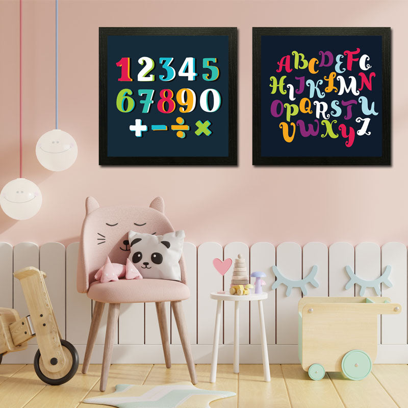 Set of 2 Alpha-Numeric Wall Art Frame For Home and Kid Room Decor - Darsaaz