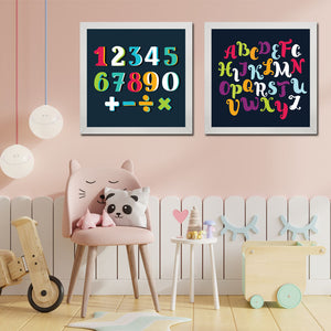 Set of 2 Alpha-Numeric Wall Art Frame For Home and Kid Room Decor - Darsaaz