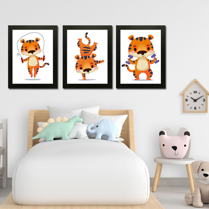 Set of 3 Tigers Wall Art Frame For Home and Kid Room Decor - Darsaaz